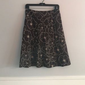 Ann Taylor Brown and White Embroidery Skirt